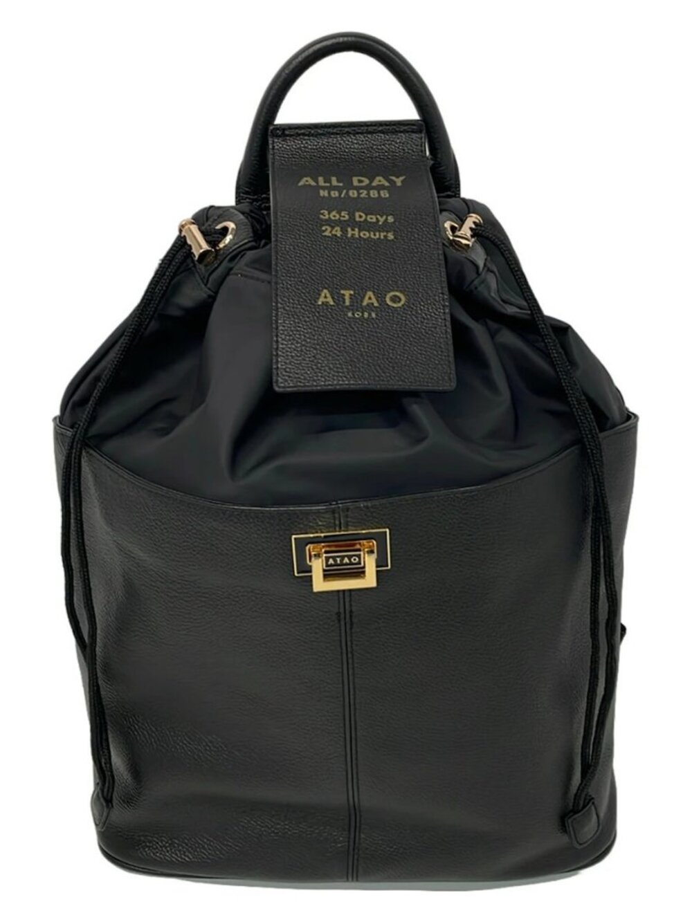 ATAO Black Nylon Leather Backpack
